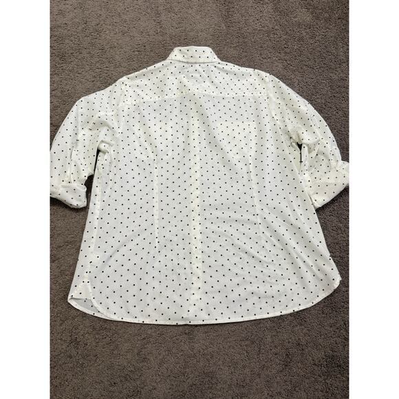 Tommy Hilfiger Women's Polka Dot Navy Ivory Size 2X Roll Tab Sleeve - Picture 9 of 10